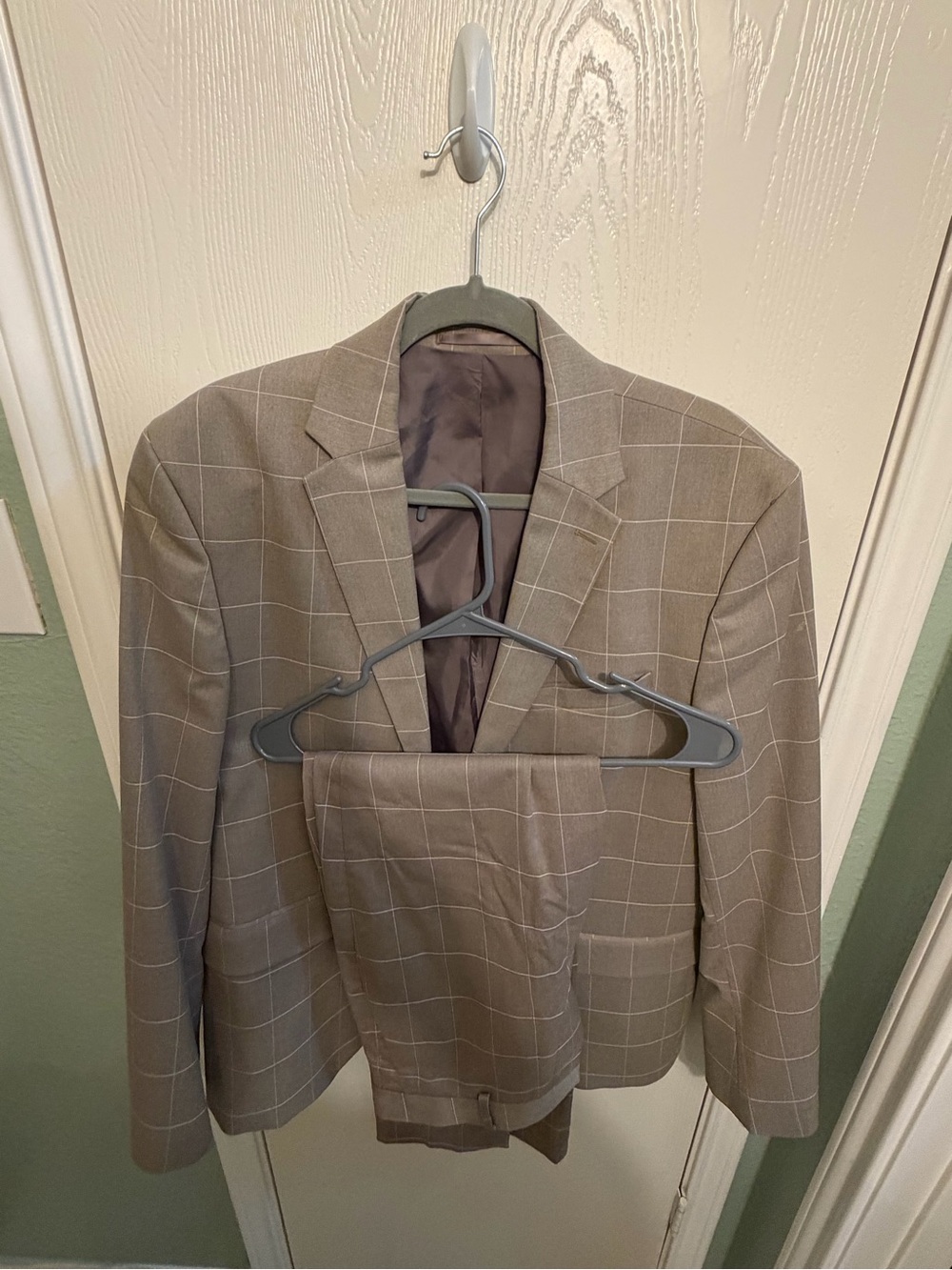 H&M Men's Tan Windowpane Suit Jacket